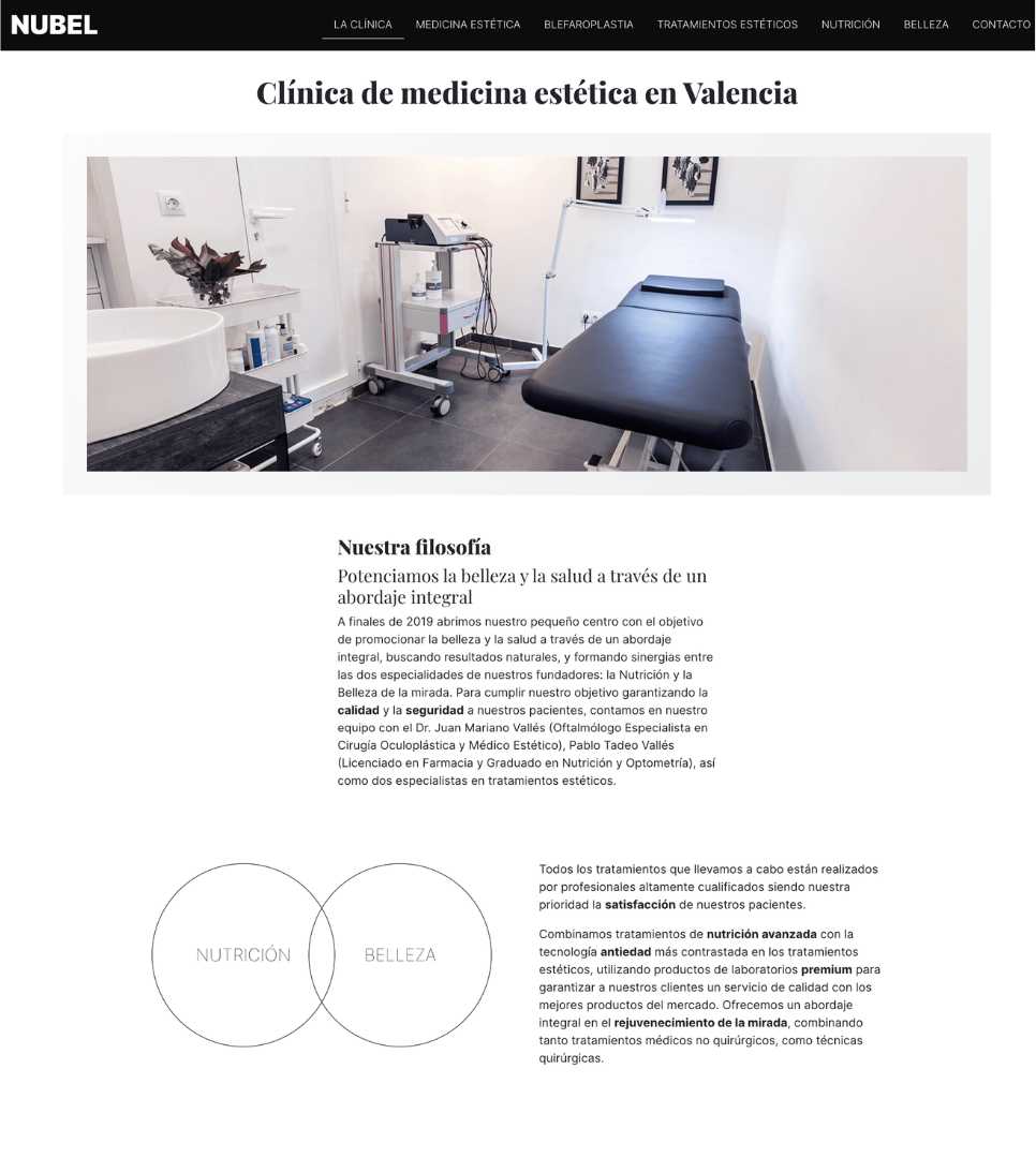 ejemplo de web de una clínica de medicina estetica